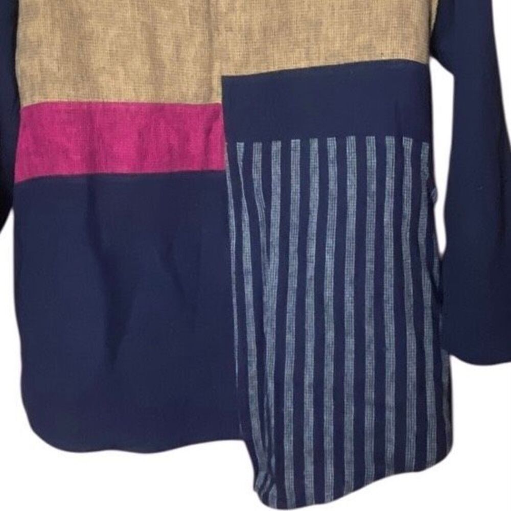 Khangura Colorblock Linen Blend Lagenlook Art Tunic Top Made USA Wm’s Sz Small - Picture 3 of 9